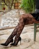 collants en résille rubans, noir, Leg Avenue, mannequin assis
