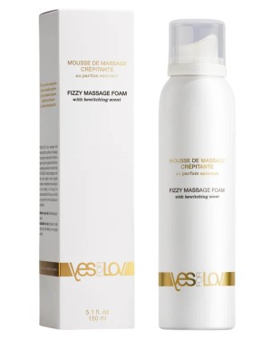 mousse de massage crépitante au parfum enivrant, YesForLov, packaging et flacon