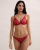 tanga Crazy in Love, Aubade Paris, rouge, mannequin portant l'ensemble