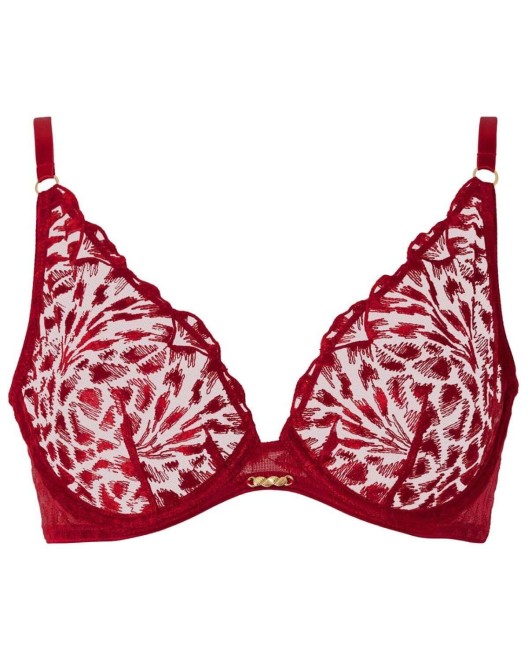 soutien-gorge triangle à armatures Crazy in love, Aubade Paris, rouge, devant