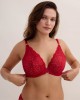 soutien-gorge triangle à armatures Crazy in love, Aubade Paris, rouge, mannequin grande taille, devant
