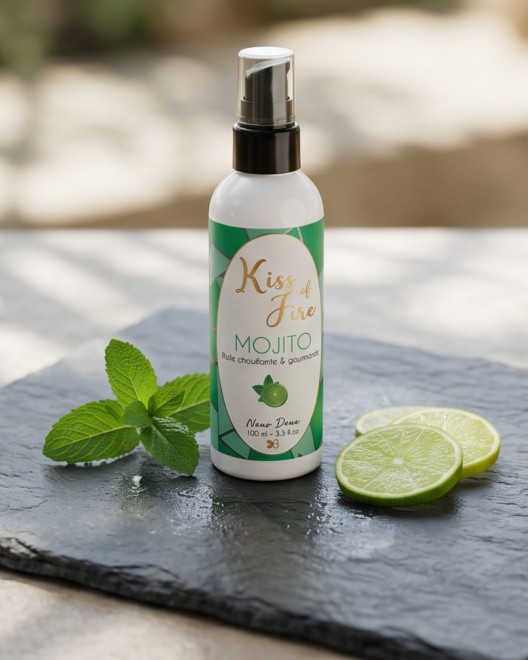 Kiss of fire, huile de massage chauffante et gourmande parfum mojito