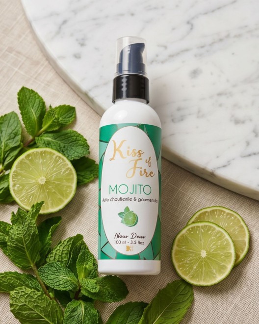 Kiss of fire, huile de massage chauffante et gourmande parfum mojito ambiance