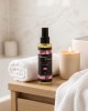 huile de massage sensuelle senteur fleur de lotus, présentation produit salle de bain