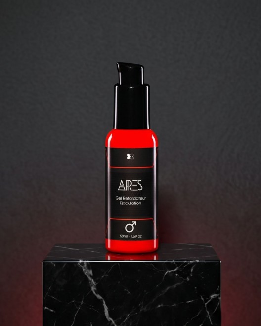 Gel retardateur d'éjaculation Ares, présentation produit sur socle