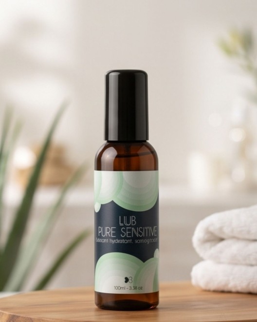 Lubrifiant Pure sensitive, photo de présentation ambiance salle de bain