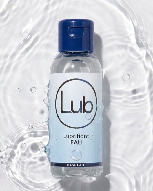photo produit, lubrifiant, LUB, base, eau, 50ml, petit format, couché, effet, eau