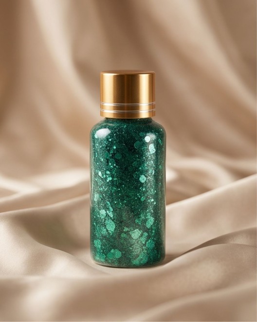 gel pailleté pour corps et cheveux Glitter, bleu, flacon posé