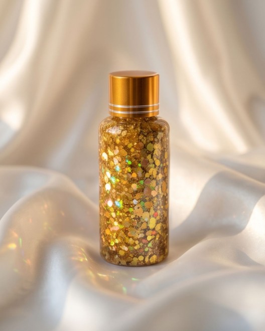 gel pailleté pour corps et cheveux Glitter, doré, flacon