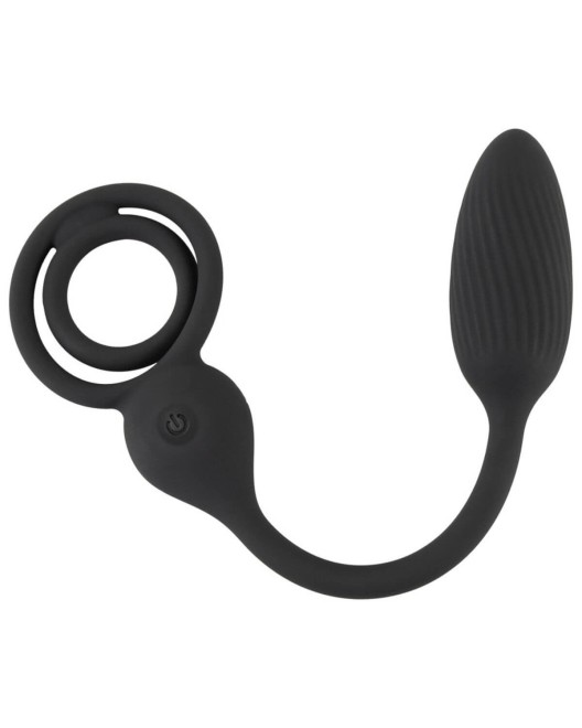 cockring avec plug télécommandé, noir, Rebel, sextoy