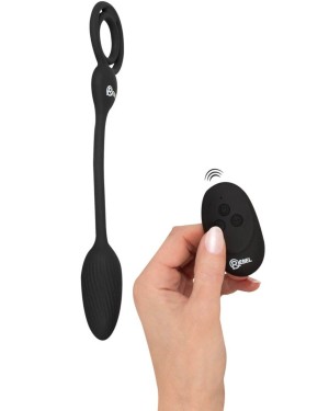 cockring avec plug télécommandé, noir, Rebel, démo