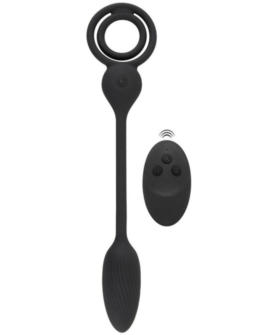 cockring avec plug télécommandé, noir, Rebel, avec commande
