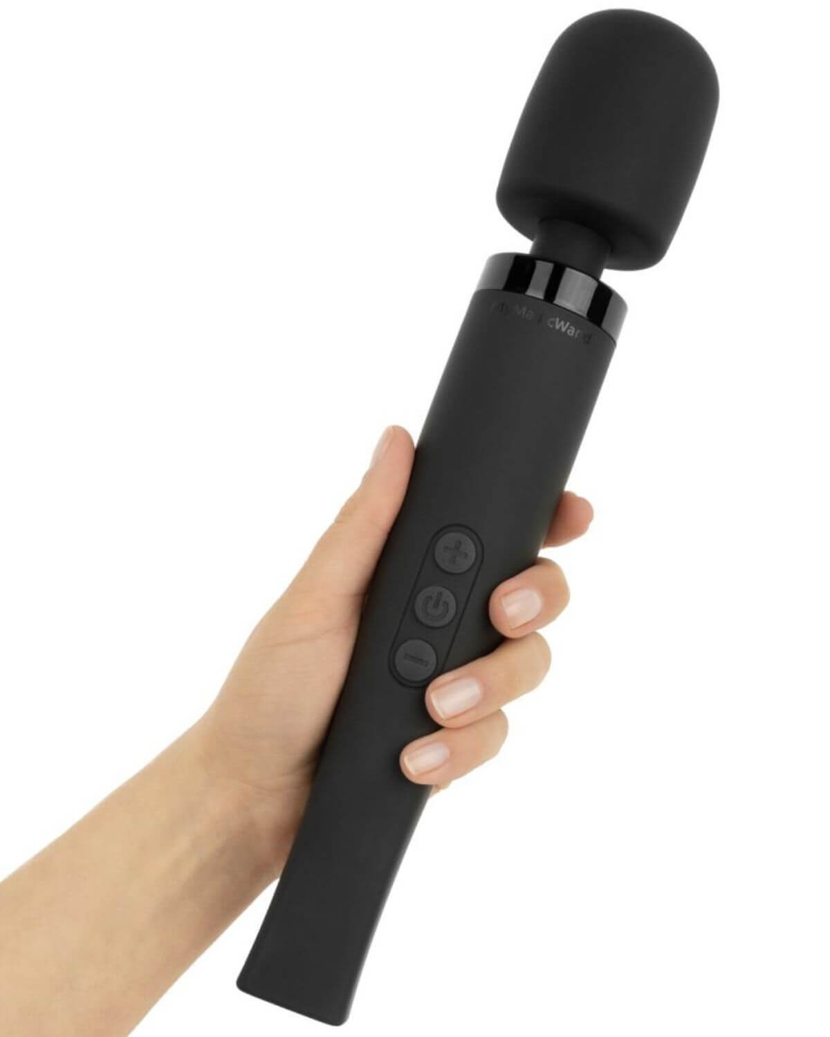 vibromasseur wand MyMagicWand, noir, dans une main