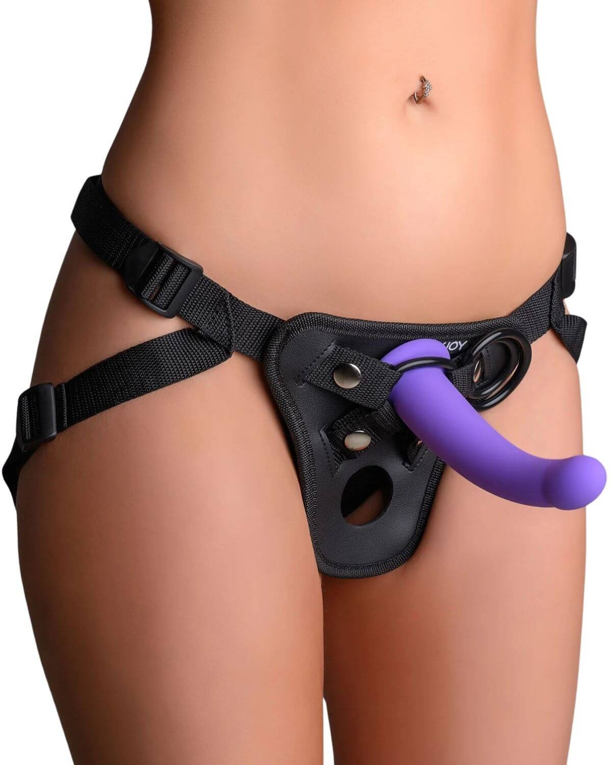 harnais strap on double Get Real, Toyjoy, porté par un mannequin de face