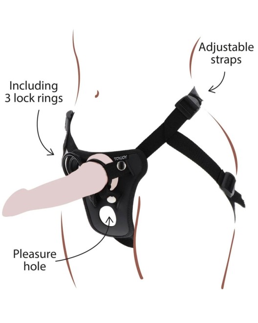 harnais strap on double Get Real, Toyjoy, schéma
