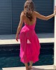 body string en voile néon fluo, rose, paradise boutik, mannequin vue dos