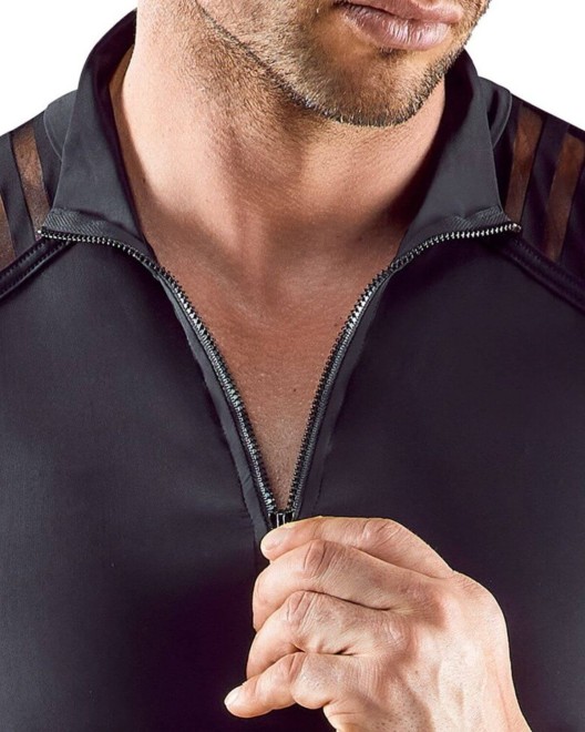 t-shirt homme en lycra, noir, Svenjoyment, zoom fermeture zip