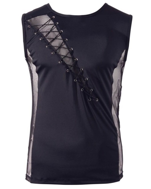 débardeur homme lycra et résille, noir, Svenjoyment, devant