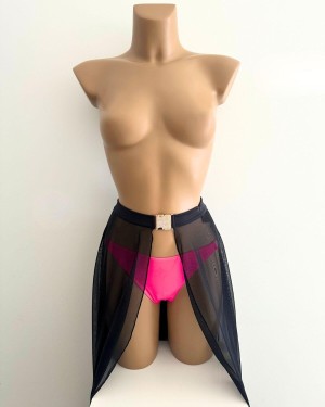 jupe longue en voile, noir, paradise boutik, mannequin de face