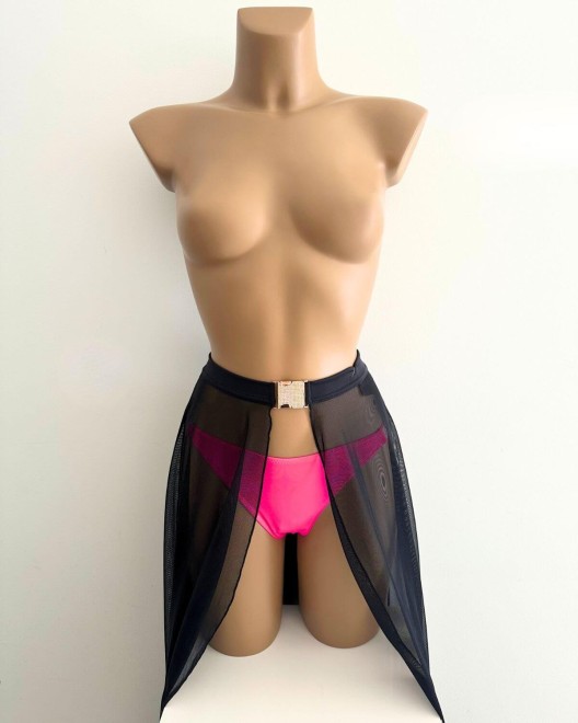 jupe longue en voile, noir, paradise boutik, mannequin de face