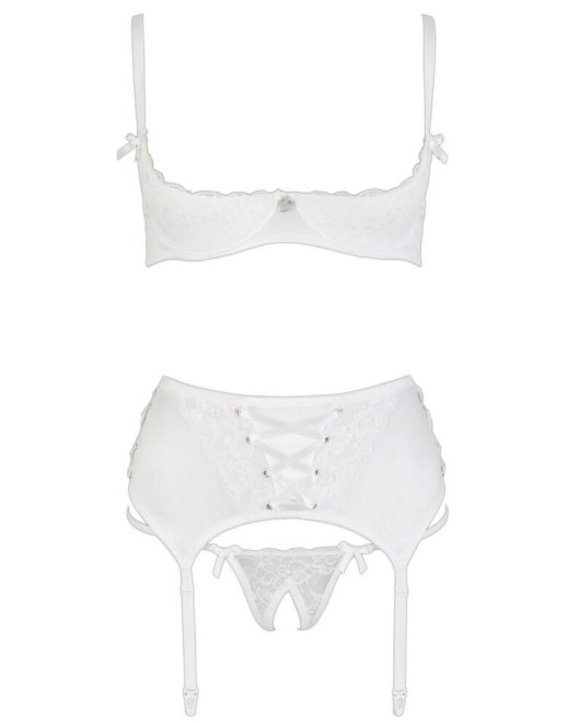 ensemble de lingerie blanche ouverte, Cottelli Collection, devant