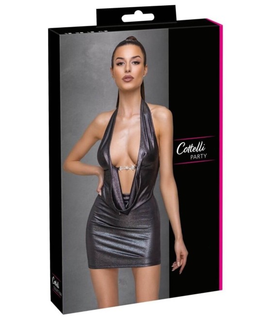 robe décolleté plongeant, argent, Cottelli Party, boîte