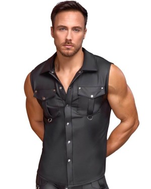 débardeur homme en wetlook noir, Nek, mannequin vue face