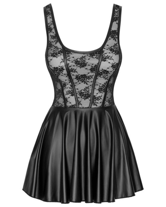 robe en dentelle et wetlook, noir, Cottelli Party, devant