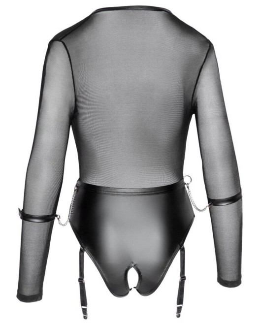 body porte-jarretelles avec menottes, Cottelli Bondage, noir, derrière