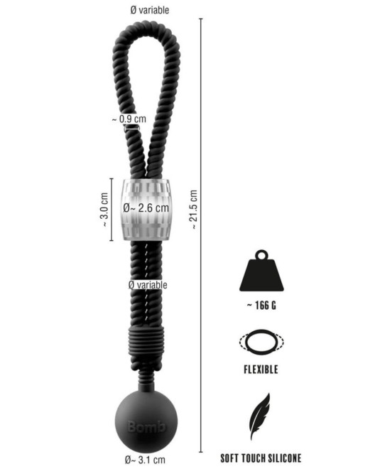 ockring lasso ajustable avec poids silicone, Rebel men's gear, dimensions