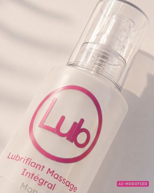photo produit, lubrifiant, LB, Monoï, 125ml, zoom, etiquette, massage intégra