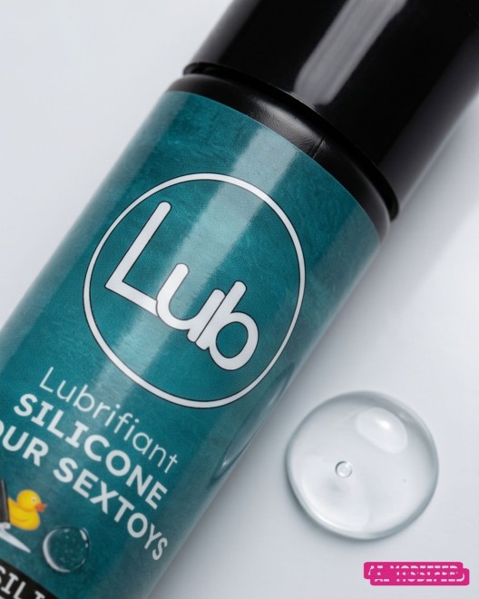 Photo produit zoom sur l'étiquette du lubrifiant Lub silicone for sextoys