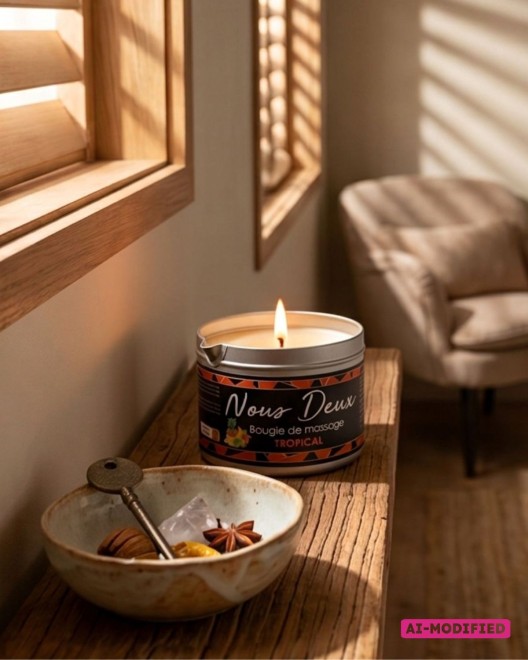 Bougie de massage senteur tropical photo d'ambiance