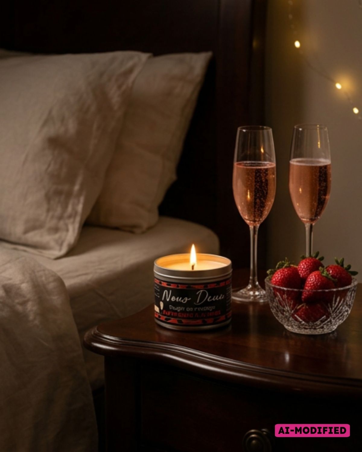 Bougie de massage sensuelle senteur vin pétillant à la fraise