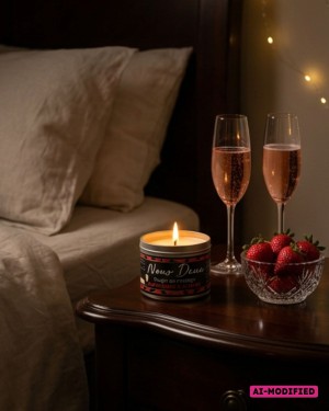Bougie de massage sensuelle senteur vin pétillant à la fraise