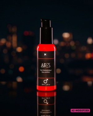 Gel retardateur d'éjaculation Ares, présentation produit photo studio