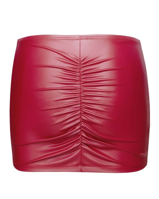mini-jupe plissée en wetlook, Cottelli Collection, bordeaux, derrière
