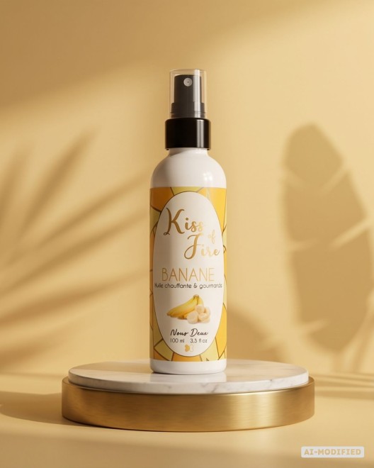 Kiss of fire,  huile de massage chauffante et gourmande parfum banane ambiance