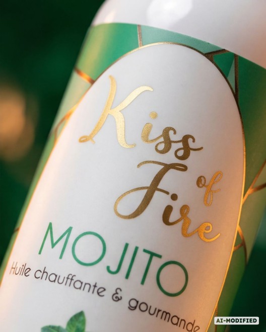 Kiss of fire, huile de massage chauffante et gourmande parfum mojito zoom étiquette