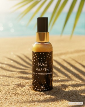 huile de massage pailleté ambiance plage