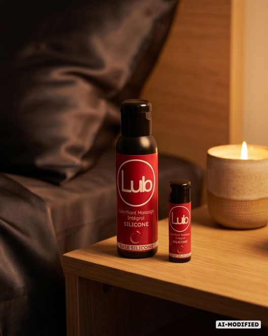 photo produit, famille, lubrifiant, LUB, 30ml, 250ml, ambiance, table chevet