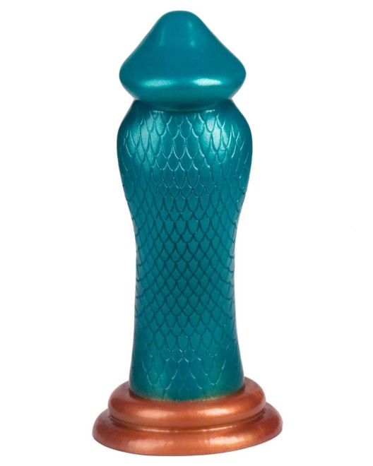 gode fantaisie serpent à ventouse, Le cobra, Paradise boutik, vert et doré, sextoy de dos