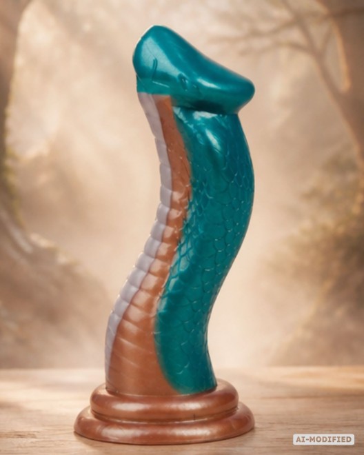 gode fantaisie serpent à ventouse, Le cobra, Paradise boutik, vert et doré, profil