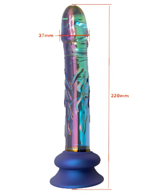 gode ventouse en verre, Glassia blue, Paradise boutik, dimensions