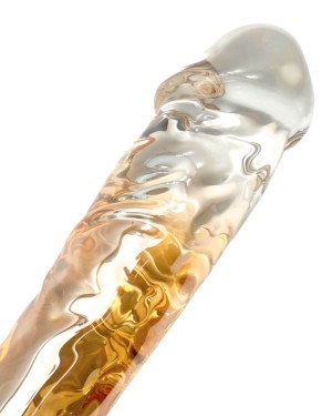 gode en verre ventouse avec testicules, Glassia flow, Paradise boutik, zoom