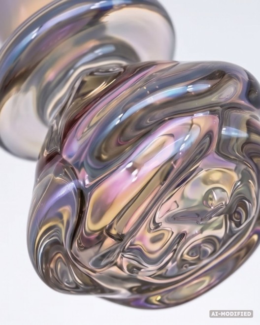 dildo en verre nacré, Glassia bloom, paradise Boutik, zoom embout