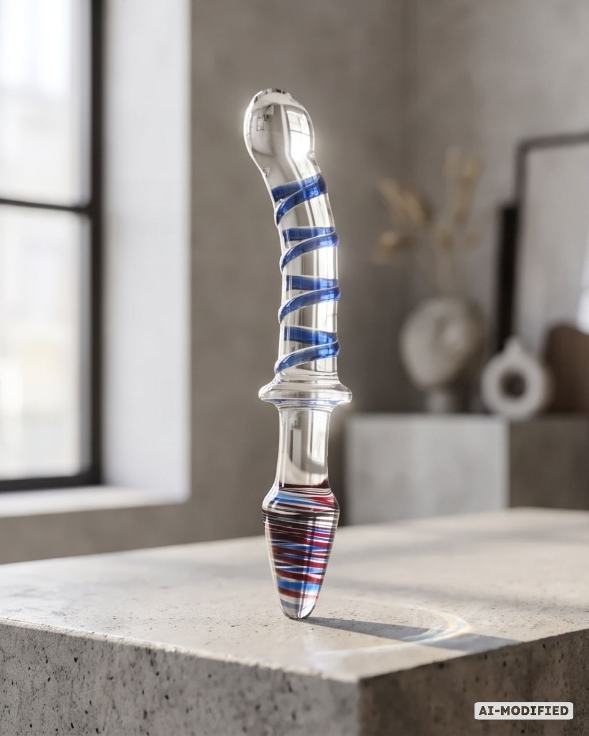 dildo et plug en verre 2-en-1, Glassia duo, Paradise boutik, photo studio