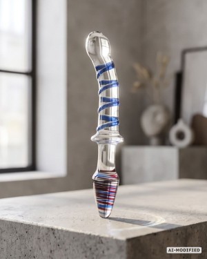 dildo et plug en verre 2-en-1, Glassia duo, Paradise boutik, photo studio