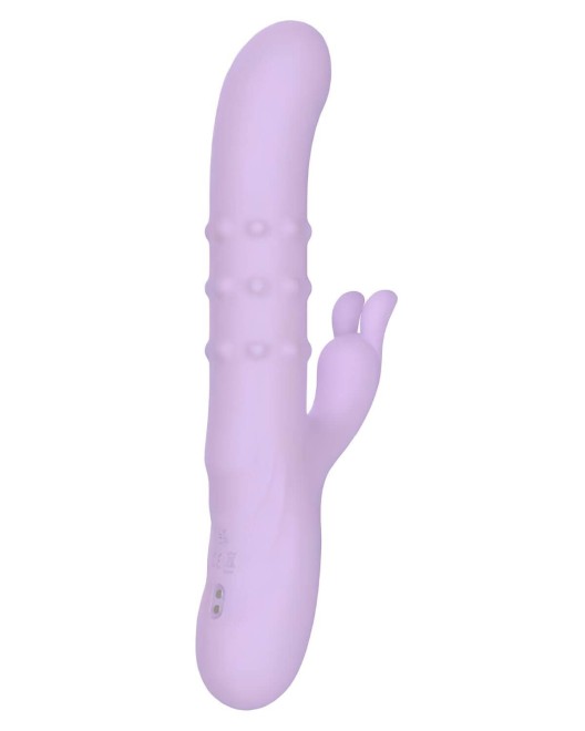 vibromasseur rabbit va-et-vient 4 stimulations, Gloria, Lilas, Paradise Boutik, sextoy vu de profil