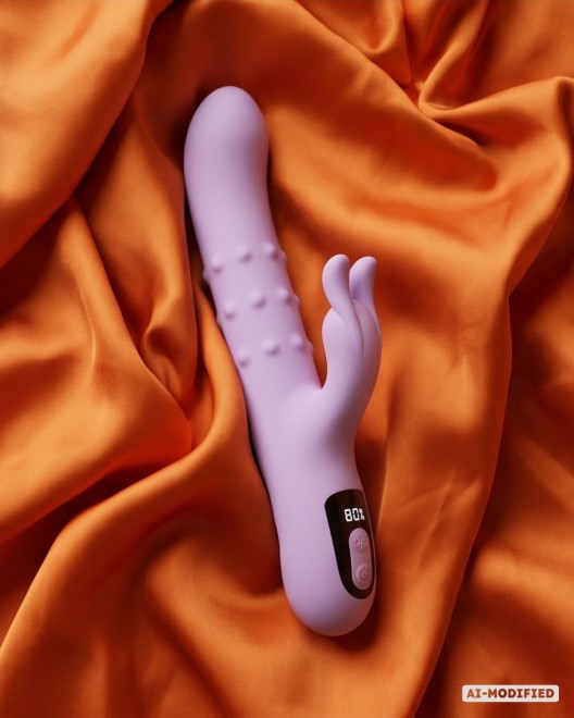 vibromasseur rabbit va-et-vient 4 stimulations, Gloria, Lilas, Paradise Boutik, dans drap de satin